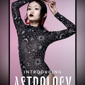 Parade Celestial Embroidered mock neck mesh bodysuit, size small, black